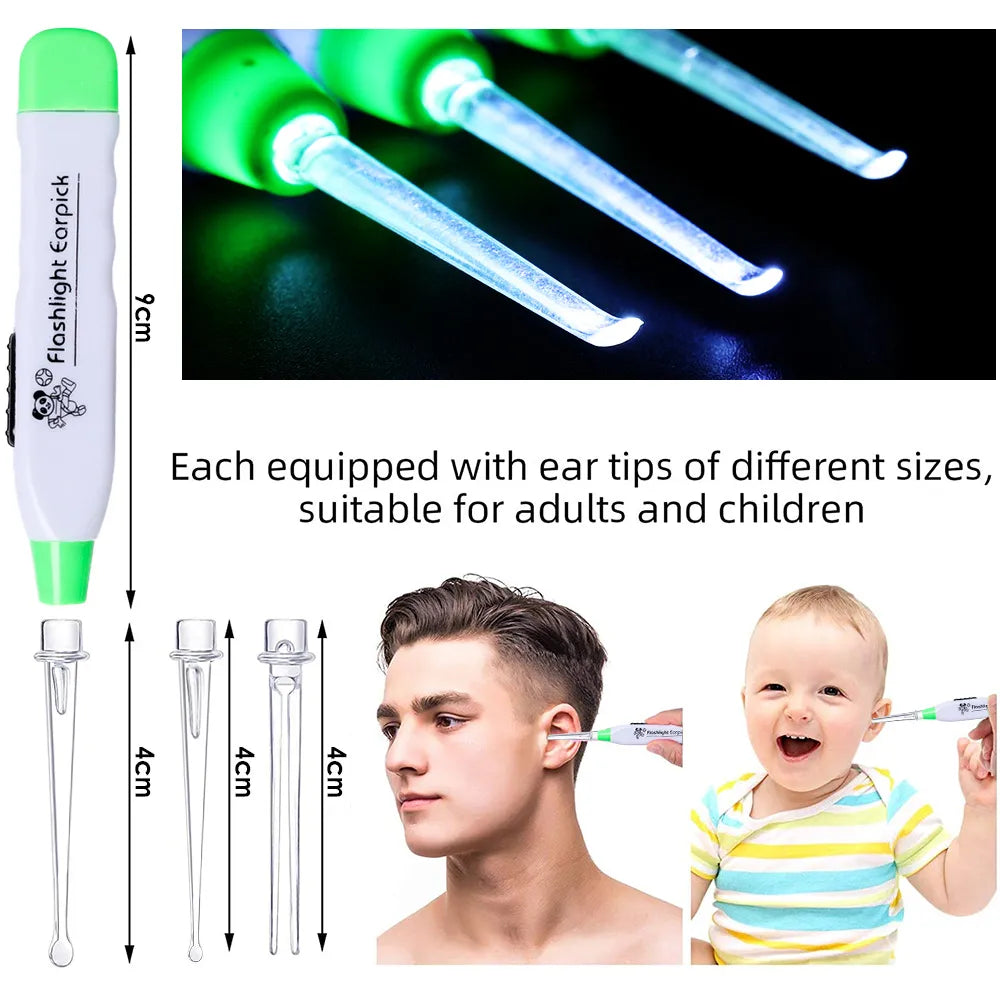 Ear Cleaner Spoon LED Flash Light Ear Wax Curette Picker Wax Dig Remover Ear