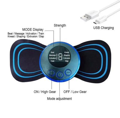 Portable EMS Mini Electric Neck Back Body BUTTERFLY Massager Cervical Electric Neck Back Massager Muscle Therapy Pressure Pain