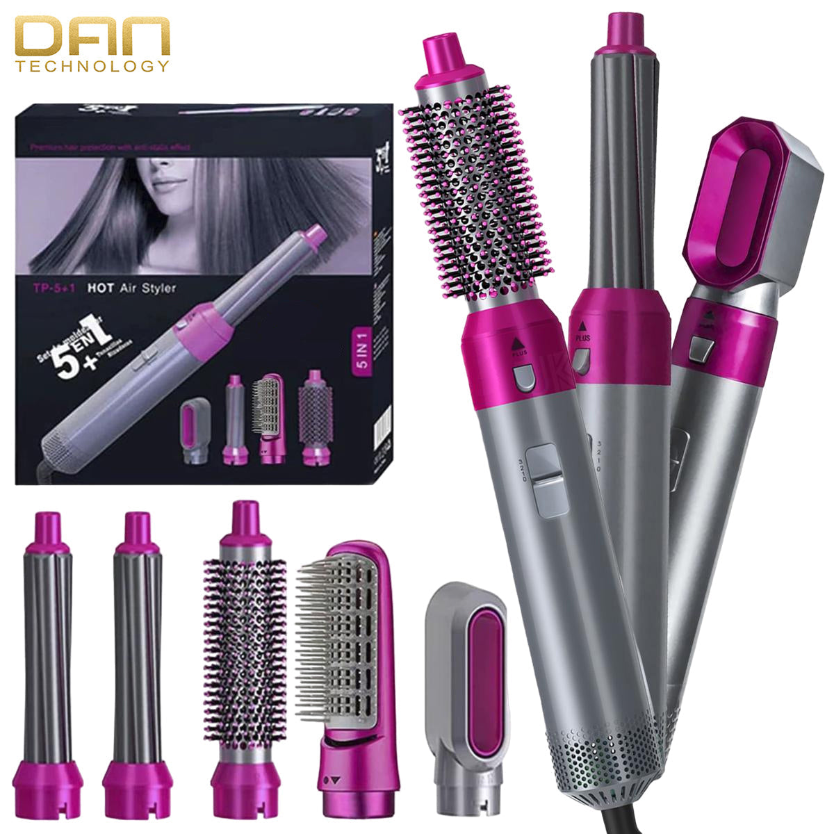 Professional 5 in 1 Hair Dryer Brush with Hair Volumizer, Hot Air Brush, Scalp Massager