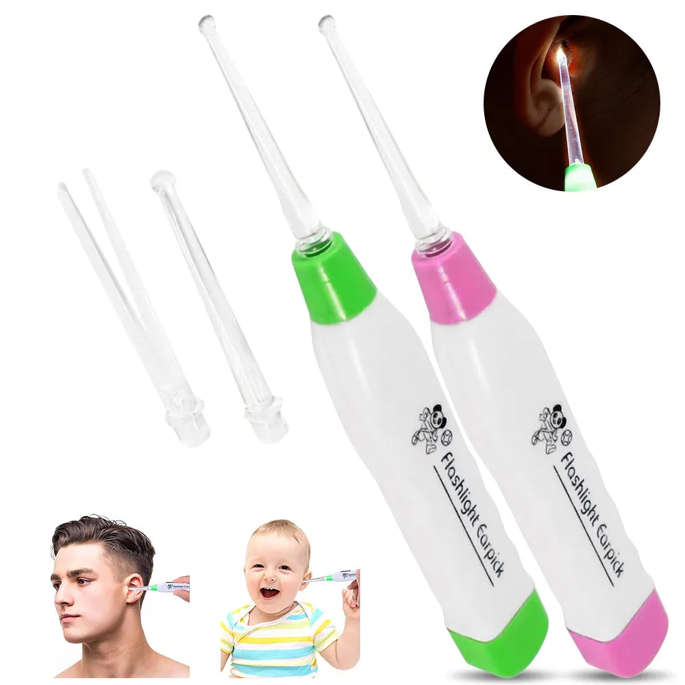 Ear Cleaner Spoon LED Flash Light Ear Wax Curette Picker Wax Dig Remover Ear